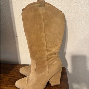 JustFab Tan Heeled Boots